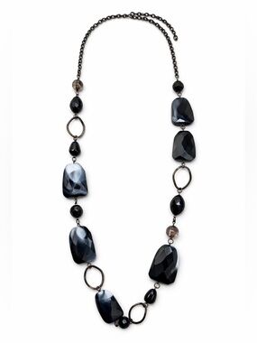Statement Black Beaded Necklace Chunky Modern